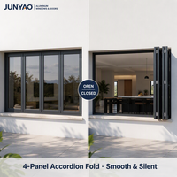 Fenêtre accordéon horizontale en alliage d'aluminium JUNYAO résistante aux intempéries, à économie d'énergie, avec isolation PA66 5+20A+5, conforme NFRC Floride