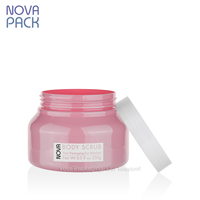Pots d'argile pour cire d'épaule ronde de 250ml PET PCR contenant de lotion pour gommage au beurre de corps pots en plastique rose de 8oz avec couvercles blancs
