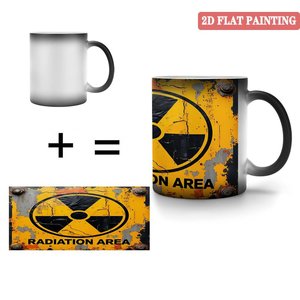 Taza Mágica de Cerámica Negra Esmerilada de 11 oz que Cambia de Color, Diseño de Área de Radiación, Sensible al Calor, Vajilla Inteligente - Product Image 5