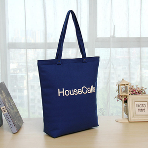 กระเป๋าช้อปปิ้งผ้าแคนวาสสีน้ำเงินขนาดใหญ่แบบใช้ซ้ำได้ พร้อมโลโก้และดีไซน์แฟชั่นตามสั่ง - Product Image 5