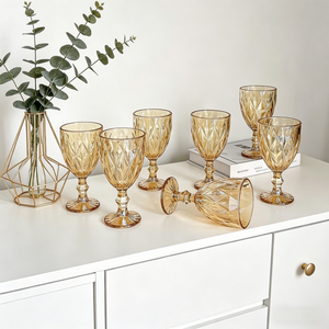 Set di 6 Calici da Vino Classici con Bordo Dorato e Taglio Diamantato, Bicchieri con Stelo Senza Piombo da 560ml, Ecologici per il Ramadan - Product Image 3