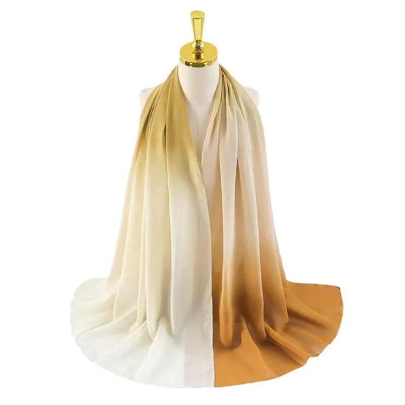 Оптовая продажа, новый градиентный цветной платок, мусульманский арабский платок, шарф, великолепный шифоновый хиджаб