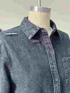 Nouvelle chemise déchirée à manches longues <span class=keywords><strong>pour</strong></span> femmes, vestes, veste décontractée <span class=keywords><strong>en</strong></span> jean noir <span class=keywords><strong>pour</strong></span> femmes - Product Image 5