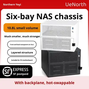Boîtier <span class=keywords><strong>NAS</strong></span> MicroATX UE-S6 Full Tower, prend en charge les cartes mères ITX, serveur de stockage de bureau <span class=keywords><strong>DIY</strong></span>, boîtier en acrylique - Product Image 5