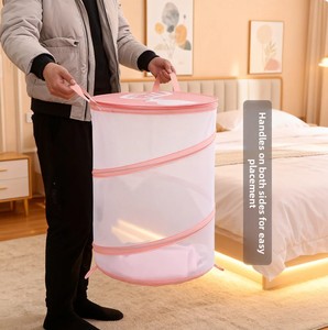 Cesto de Ropa Plegable de Tela de Poliéster con Diseño Nórdico y Dibujos Animados, Contenedor de Almacenamiento Redondo con Tapa para Uso Doméstico, Cubo para Guardar Ropa - Product Image 4