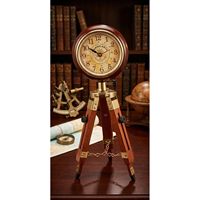 Jam Meja Analog Kayu Gerakan Gelombang Bundar Nautikal Laut Desain Art Deco Ramah Lingkungan Dekorasi Vintage