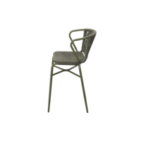 Chaise de bistrot verte à hauteur de comptoir pour projet hôtelier de complexe de loisirs, tabouret de bar extérieur en corde et aluminium pour villa, jardin, bord de piscine