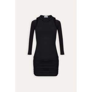 Conjunto de Vestido Casual con Capucha Negra y Falda con Capucha Cómoda - Product Image 2