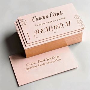 Carte de vœux personnalisée de haute qualité pour mariage et affaires, aspect feuille d'or de luxe, carte postale de remerciement en papier, pour le shopping - Product Image 1