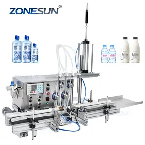 ZONESUN 4潜水喷嘴磁力泵自动台式CNC油液态水填料带输送机香水灌装机