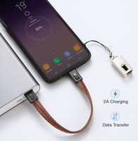 Mini porte-clés Portable câble Usb Type C Micro USB câble de charge accessoire lanière en cuir transfert de données multifonction