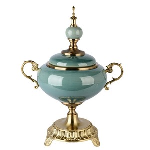 Ceramic Storage Jar Round Vintage Design Metal Lid Food Storage Home Kitchen Decorative Candy Chocolate Coffee Bean Container - Product Image 5