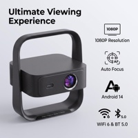 Projecteur HTP A6 intelligent flexible LCD LED 400 lumens, stéréo HIFI, haut-parleurs intégrés, Android 13, 1080p, mini home cinéma portable