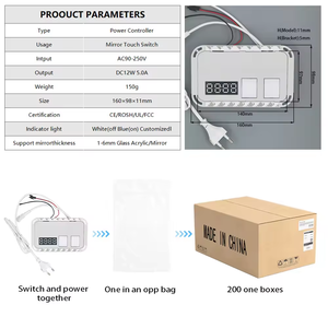 DC 12V 5A 60W buğu akıllı tek renk dokunmatik sensör anahtarı Led ayna dokunmatik ayna ile zaman sıcaklık göstergesi - Product Image 6
