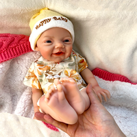 Poupée Reborn Artisanale 18/12 pouces, Yeux Ouverts, Peau Foncée Réaliste, Nouveau-né en Silicone Souple, Prête à l'emploi avec Sucette pour l'Entraînement en Crèche