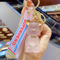 Porte-clés Ours Nœud Papillon en Cristal Créatif, Pendentif de Voiture Exquis pour Couple, Accessoire Cadeau