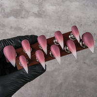 Ongles à presser faits main haut de gamme, couvrance totale, longs, violet foncé, motif griffe de dragon, avec colle, design de niche simple, personnalisable