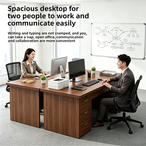 Home <strong>Office</strong> Executive <strong>Desk</strong> with Drawers <strong>Foldable</strong> PVC Design Minimalist Modern for Single Workstation Computer Use - Product Image 4