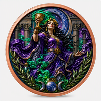 Pièces de monnaie en cuivre à haute relief 5 oz .999 Cuivre pur Pièce ronde Déesse de la Lune Calice Impression UV colorée Pièces de monnaie en cuivre