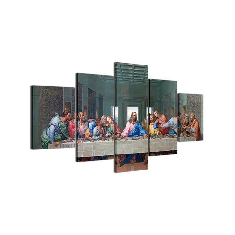 Modular Pictures HD Printed Canvas Jesus 5 Pieces Living Room Decor canvas poster print last supper Wall Art painting