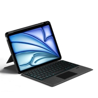 Étui pour tablette en cuir PU avec protection de clavier magnétique et emplacement pour stylet pour iPad Air 11 M2 2024, housse de clavier
