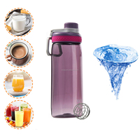 Bouteille d'eau en plastique Tritan Shaker réutilisable pour sports d'extérieur avec boule 304 SS