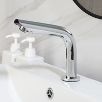 Robinet de lavabo à montage sur plan, style traditionnel, en acier inoxydable, finition chromée, avec capteur sans contact, mélangeur d'eau chaude/froide, céramique