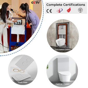 Ensemble <span class=keywords><strong>WC</strong></span> mural en céramique blanc pour salle de bain avec réservoir encastré - Product Image 4