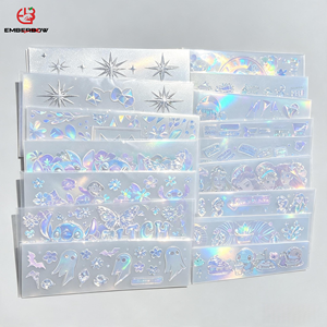 EBB Holographic Laser Cartoon UV Cup Wrap 16oz Glass Can PET Cold Transfer Decal Shiny <b>Waterproof</b> Tumbler Wrap <b>Sticker</b> - Product Image 1