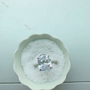 Bagues en argent Dylam pour hommes, modèles solitaires, idées pour fiançailles, grandes pierres précieuses ovales avec pavé de zircons, bagues de mariée en argent et zircon - Product Image 5