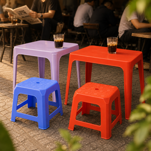 Eco-Friendly Virgin PP Plastic Small <b>Stool</b> Modern Stackable Lightweight Durable Ottoman Seating Home Cafe Tea Shop Living - Product Image 2