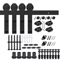 Kit de quincaillerie robuste en acier au carbone pour portes de grange avec amortisseur à fermeture douce, glissement silencieux et fluide pour portes de grange de plusieurs tailles