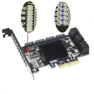Carte Riser 10 ports PCIE <span class=keywords><strong>SATA</strong></span> contrôleur PCI Express <span class=keywords><strong>SATA</strong></span> carte d'extension PCIE vers SATA3 PCI <span class=keywords><strong>E</strong></span> X1 / X4 <span class=keywords><strong>SATA</strong></span> 3 6Gbps puce ASM - Product Image 2