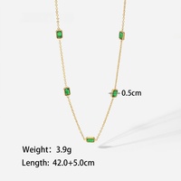 Conjunto de joyería de moda para mujer, collar de acero inoxidable chapado en oro de 18K, estilo Retro, Serie de circonita verde
