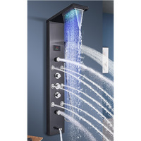 Panneau de douche intelligent mural de luxe avec 5 fonctions, affichage de la température LED, colonne de douche à effet pluie, robinet avec lumière LED