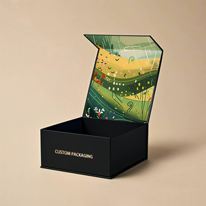 Hộp quà tặng cao cấp bằng bìa cứng gấp, in logo tùy chỉnh, màu đen, dành cho doanh nghiệp nhỏ, có nắp đóng từ tính. - Product Image 4