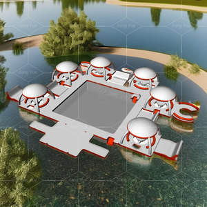 Muelle inflable flotante, isla de descanso con forma de carpa, estera flotante, plataforma de muelle flotante con tienda para ocio - Product Image 1