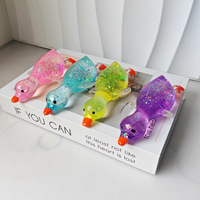 Jouet Squishy en Plastique Transparent en Forme de Canard Pailleté, à Rebond Lent, Anti-Stress, Jouet Sensoriel à Presser pour Enfants de 14 Ans et Plus, Vente en Gros