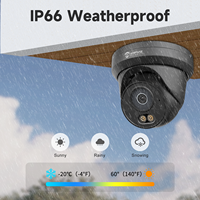 Caméra IP PoE 8MP avec détection humaine, lumière hybride couleur, vision nocturne jusqu'à 20m, micro intégré, IP66, H.265, mini tourelle