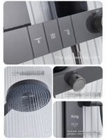 Ensemble de douche thermostatique de pluie numérique LED en laiton de luxe étagère murale de conception de clé de piano finition chromée Jet en céramique brossé