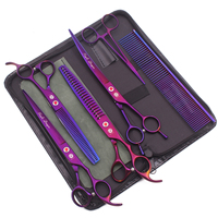 Ciseaux de toilettage Purple Dragon pour chiens 7,5" 8" en acier inoxydable JP, ciseaux effilants noirs courbés pour animaux de compagnie Z3005