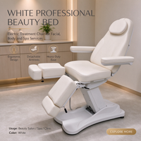 Fauteuil de soin esthétique professionnel en cuir blanc, réglable, avec repose-jambes segmenté, pour SPA et massage, idéal pour salon de beauté (OEM)