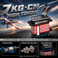 Servomoteur numérique sans noyau XQ POWER XQ-S2010D pour hélicoptère RC, avion, 7 kg, programmable, boîtier tout aluminium, haute vitesse, 8,4 V