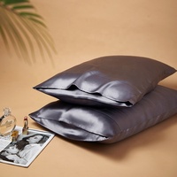Taie d'oreiller en satin personnalisée pour les cheveux et la peau, taie d'oreiller en soie gris foncé, ensemble de taies d'oreiller en satin avec fermeture à enveloppe