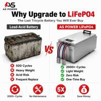 Batería de Litio LiFePO4 Ansen AS48120 48V 120Ah 5760Wh de Ciclo Profundo para Triciclo Eléctrico con Pantalla LCD para Carga y Pasajeros