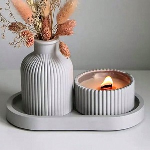แม่พิมพ์ซิลิโคนสำหรับทำแจกัน ถาด ที่ใส่เทียน ถ้วย  งานฝีมือ DIY ชุดทำของตกแต่งบ้าน  แม่พิมพ์ซิลิโคนรูปดอกบัวสำหรับทำเทียนและปูนปลาสเตอร์ - Product Image 4