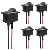 Interruttore a bilanciere rettangolare mini KCD1-101 SPST 2 pin ON-OFF 6A/250V 10A/125V Nero CQC CE per auto, barca, casa, fai da te con cavo, confezione da 5