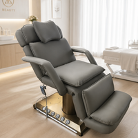 Fauteuil de soin esthétique électrique avec colonne dorée, base LED, hauteur réglable, pour salon, spa, tatouage, microblading, clinique, table de soin du visage