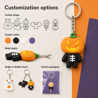 Porte-clés personnalisé en PVC pour Halloween, imprimé UV, motif, forme et couleur personnalisés, emballage OEM ODM pour l'approvisionnement en gros B2B