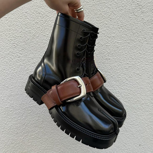 Bottines Chelsea courtes en cuir véritable noir 2025, confortables, style rétro, simplicité, rehaussantes, souples, à bout fendu - Product Image 6